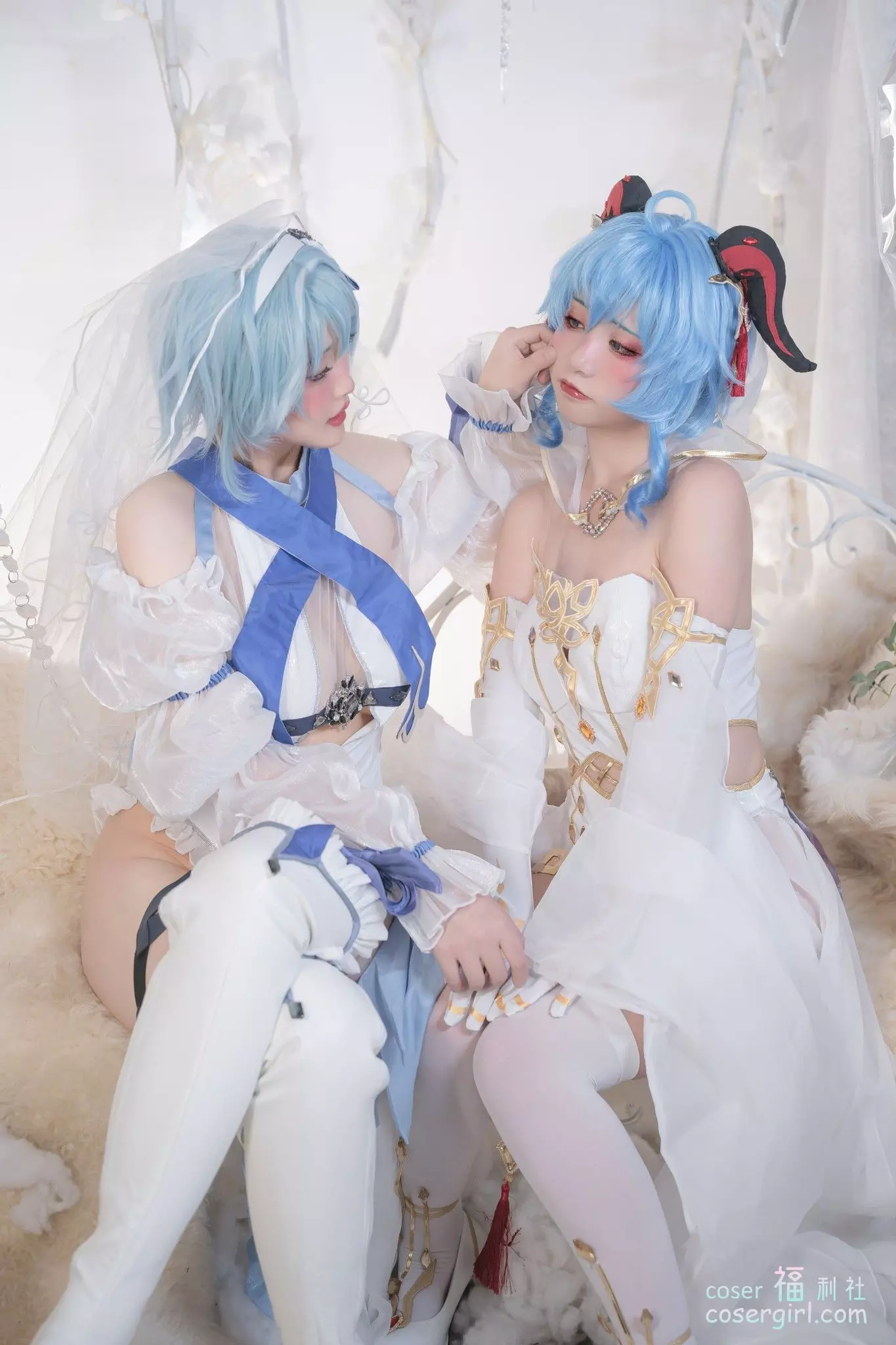 图片[1]-爆机少女喵小吉 - 双子 《原神花嫁：优菈&甘雨》 - coser福利社-coser福利社